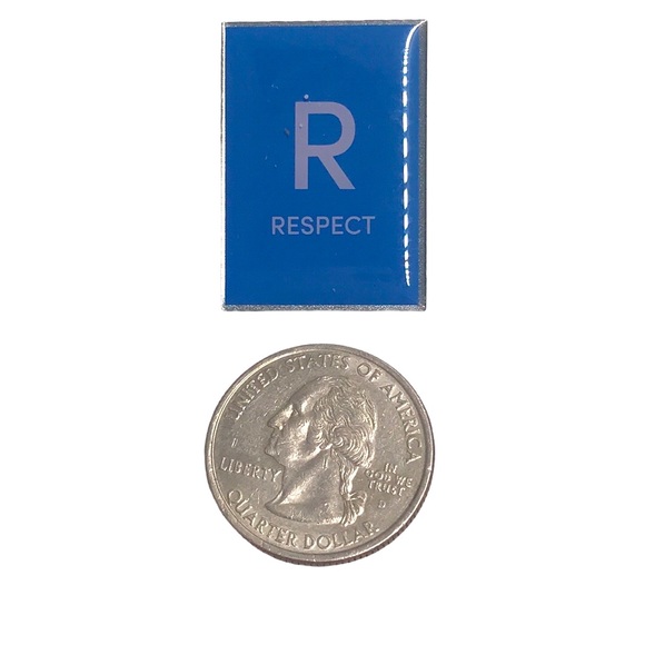 Rectangular Blue ‘RESPECT’ Lapel Pin - Picture 3 of 3